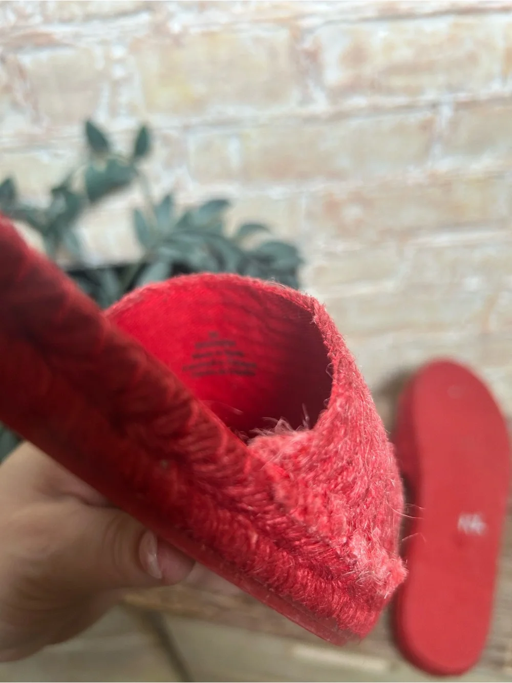 Free People Beach Front Red Espadrille Slide Sandals Woven Boho Size 8 dopamine